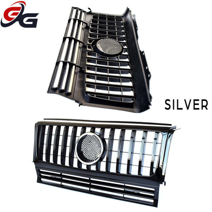 Front Bumper Centre Hood Grill Black Silver Grille for Mercedes G Class G Wagon W463 1990-2017 G350 G450 G500 Except G63 G65 AMG