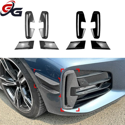 For BMW 4 Series G22 G23 M Sport 2020+ Front Bumper Canards Splitter Car Stickers Side Cover Black ABS Styling Accessories