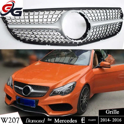 W207 Diamond Front Bumper Grille for Mercedes Benz E Class 2-Door Coupe C207 A207 2014-2016 E250 E300 E350 Car Racing Grills