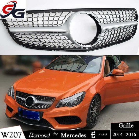 W207 Diamond Front Bumper Grille for Mercedes Benz E Class 2-Door Coupe C207 A207 2014-2016 E250 E300 E350 Car Racing Grills