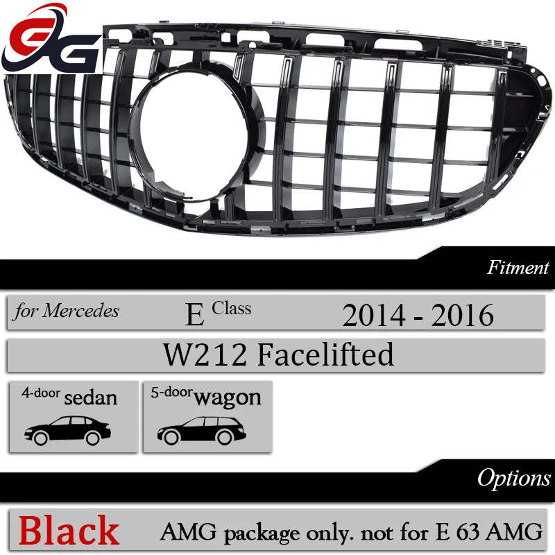 W212 Front Bumper Grille Black Silver for Mercedes Benz E Class 2014-2016 4-Door Sedan W212 GT Grill 5-Door Estate S212 Grilles