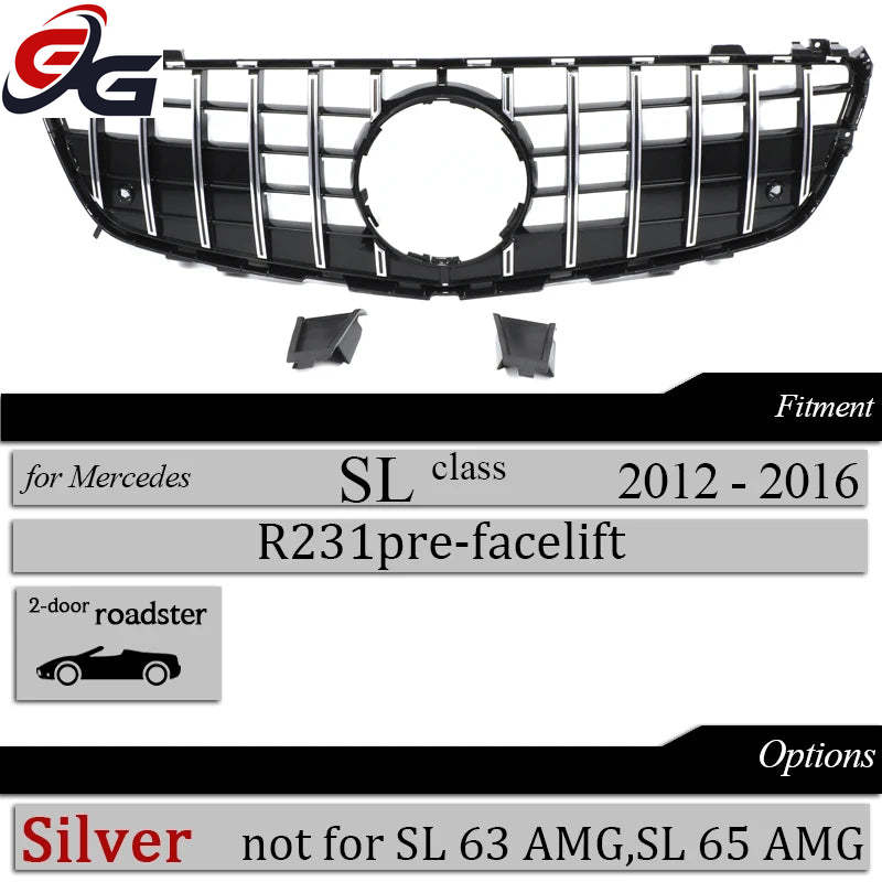 R231 GT Grille Front Bumper Grill Mesh for 2012 - 2016 Mercedes SL Class R231 SL300 SL350 SL400 SL550, Not for SL 65 SL 63 AMG