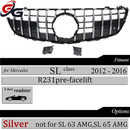 R231 GT Grille Front Bumper Grill Mesh for 2012 - 2016 Mercedes SL Class R231 SL300 SL350 SL400 SL550, Not for SL 65 SL 63 AMG