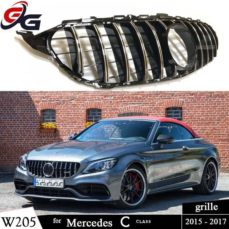 W205 Front Bumper GT Grill for Mercedes Benz C Class S205 A205 C205 2015 - 2017 C200 C250 C300 C350 C400 C450 C43 AMG Grille