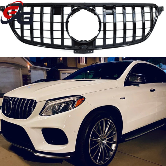 Black Silver Replacement Front Bumper GTR Grille Fit For Mercedes GLE Class C292 W292 Coupe 2015 - 2019, Not for GLE63 AMG