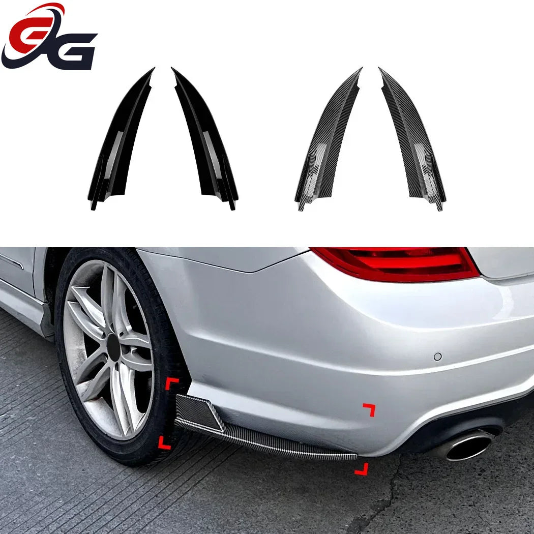 2 PCS Rear Canards Bumper Splitter Car Stickers for Benz C Class W204 AMG Line 2008-2014 Trim Cover Protector ABS Styling