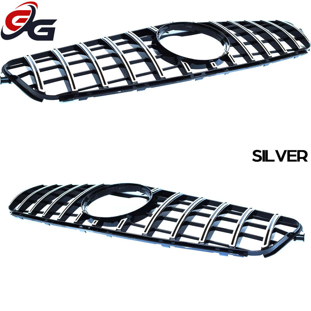 High Quality W204 GT Grille Front Bumper Grill Black Silver Panamericana for Mercedes Benz C-Class 2007-2014 Diamond with Star