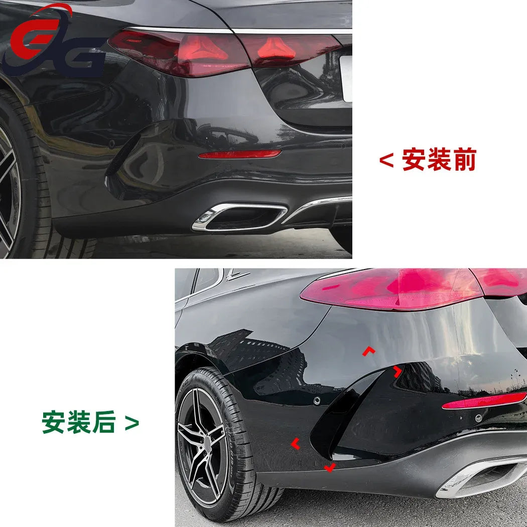 Car Rear Bumper Splitter Canards Body Kit Cover Protector for Mercedes Benz E-Class W214 2024+E260 E300 AMG Sticker Accessories