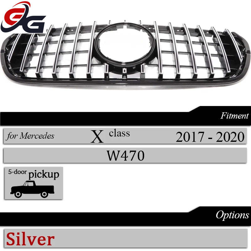 W407 Grills GTR Style Front Bumper Grill for Mercedes X Class 2017-2020 X220d X250d X350d Radiator Grille Mesh Grid Accessories