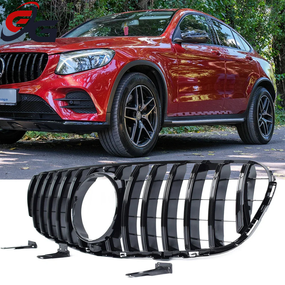 Black Silver Replacement Front Bumper GTR Grille Fit For Mercedes GLC Class X253 SUV C253 Coupe 2015 - 2019