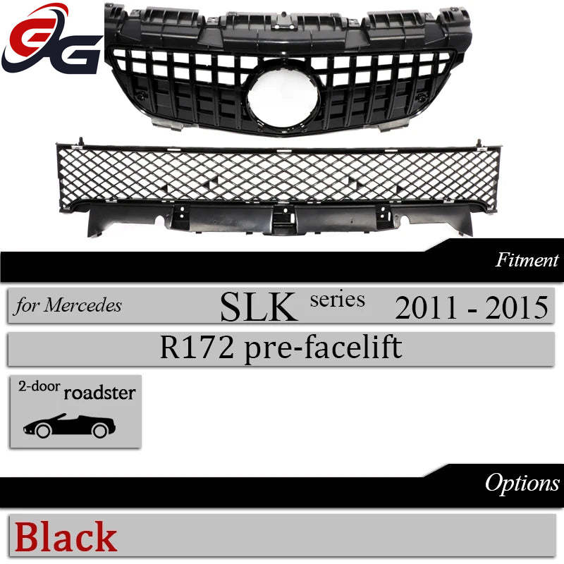 R172 Grille GTR Style Front Bumper Grill for Mercedes Pre-facelifted R172 SLK Class 2011-2015 SLK200 SLK250 SL300 Hood Mesh Grid