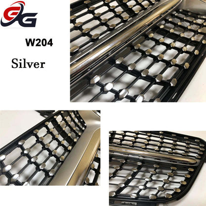 High Quality W204 GT Grille Front Bumper Grill Black Silver Panamericana for Mercedes Benz C-Class 2007-2014 Diamond with Star