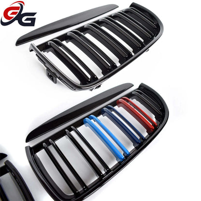 Gloss Black M Tri-colour Front Bumper Kidney Radiator Grille for BMW 2005 - 2007 E90 3 Series Sedan, E91 Tourer (Not for M3)