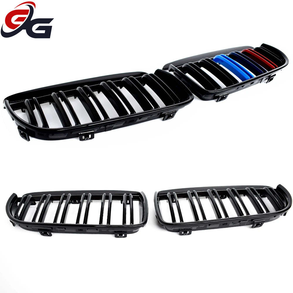 Gloss Black M Tri-colour Front Bumper Kidney Radiator Grille for BMW 2005 - 2007 E90 3 Series Sedan, E91 Tourer (Not for M3)