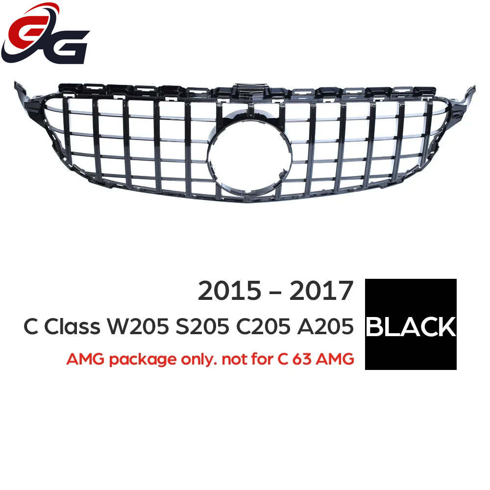 W205 Front Bumper GT Grill for Mercedes Benz C Class S205 A205 C205 2015 - 2017 C200 C250 C300 C350 C400 C450 C43 AMG Grille