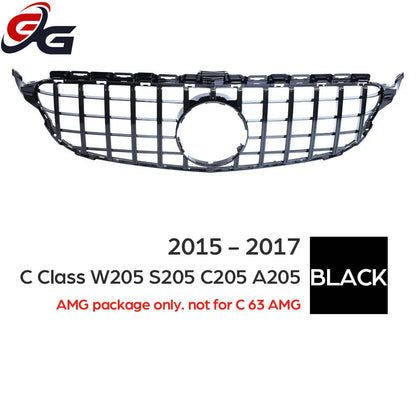 W205 Front Bumper GT Grill for Mercedes Benz C Class S205 A205 C205 2015 - 2017 C200 C250 C300 C350 C400 C450 C43 AMG Grille