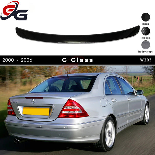 W203 ABS Plastic Gloss Black Rear Deck Spoiler Boot Wing for 2000 - 2006 Mercedes C Class 4-Door Sedan (Not for Coupe)