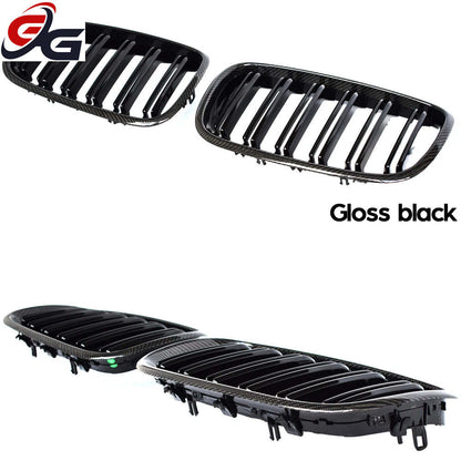 Front Bumper Grill Carbon Fiber Framed Trim Grille Black for BMW 2007-2013 E70 X5 X5M 2008-2014 E71 E72 X6 X6M xDrive30i 35i 50i