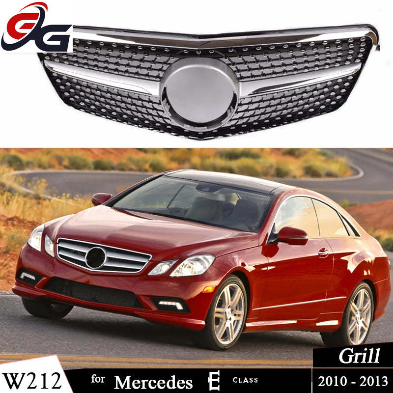 Diamond Grill Front Bumper Grille for Mercedes E Class Sedan W212 Tourer S212 2010 - 2013 E200 E300 E250 Not for E63 Car Grills