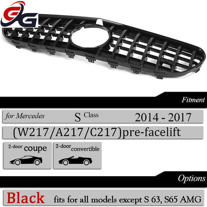 W217 Front Bumper Racing Grille Silver Grill for Mercedes S Class C217 Coupe A217 Cabriolet 2014-2020, Not for S65 AMG S63 AMG