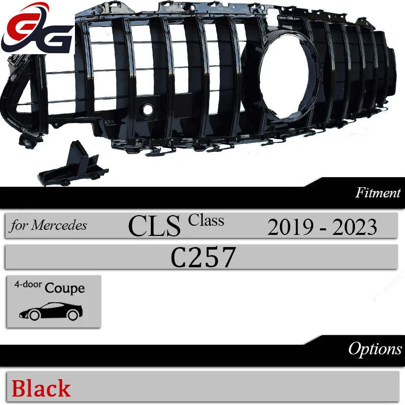 C257 GT Style Black Silver Grill Front Bumper Grille for Mercedes CLS Class 2018-2023 4-Door Coupe W257 CLS350 CLS53 AMG Grills