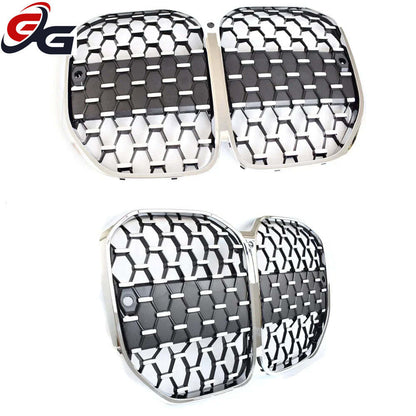 G22 Front Kidney Grill Silver Grille Replacement for 2021 -2026 BMW 4 Series G23 Convertible G26 I4 Gran Coupe 420i 440i Grrills