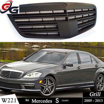 Car Front Bumper Grill Black Grille for Mercedes S Class 2009-2013 Post-facelifted W221 S280 S300L S320 S400 S420 S450 S600 S600