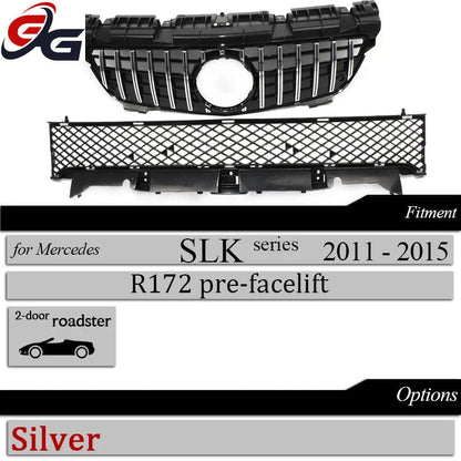 R172 Grille GTR Style Front Bumper Grill for Mercedes Pre-facelifted R172 SLK Class 2011-2015 SLK200 SLK250 SL300 Hood Mesh Grid