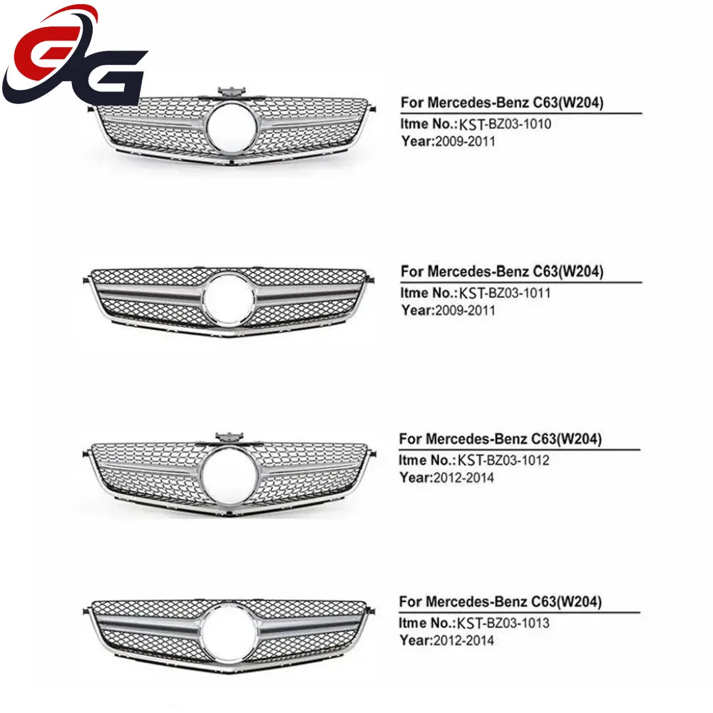 Front Upper Bumper Hood Mesh Grille for Mercedes Benz C Class W205 W204 C63 C63S AMG 2009+ Racing Grill Styling Car Accessories