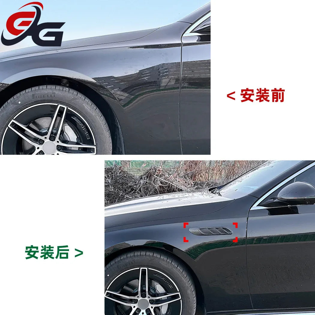 2Pcs Side Air Vent Fender Cover Sticker Outlet Grille Trim for Mercedes Benz E-Class W214 S214 2024+ E260 E300 AMG Car Styling