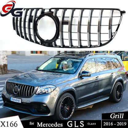 GT X166 Black Silver Front Bumper Grille for Mercedes GLS Class X166 2016 - 2019 GLS 400 GLS 450 GLS 500 Car Racing Grill Tuning