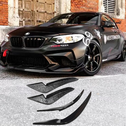Auto-clave Dry Carbon 3*3 3K Twill Carbon Fiber Front Bumper Side Canards for BMW M2 F87 Competition Only 2016-2021