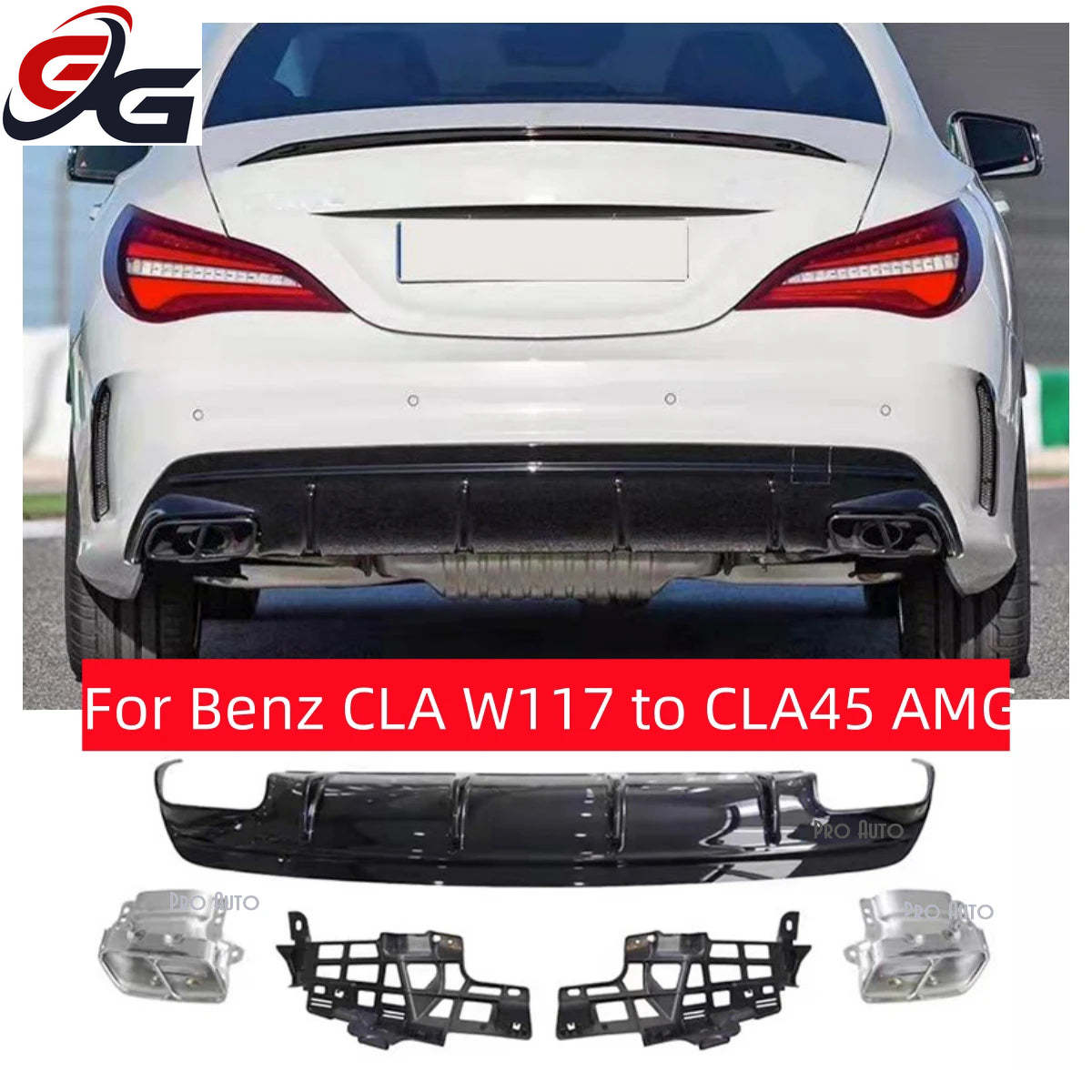 Car Rear Bumper Diffuser Lip Spoiler Air Outlet Exhaust Strip Cover Trim for Mercedes Benz CLA Class W117 To CLA45 AMG 2016-2018