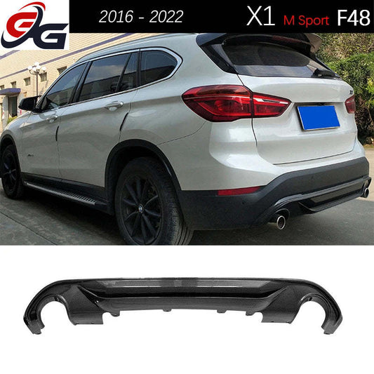 X1 Carbon Fiber Rear Bumper Diffuser Gloss Black Rear Lower Lip for BMW X1 F48 2016 - 2022 sDrive 20i 18d 18i 20d M Sport