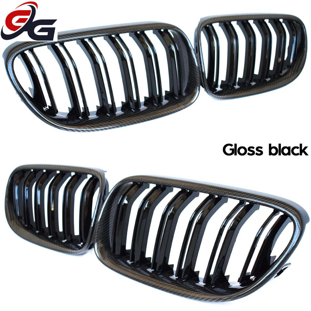 Front Kidney Bumper Grill Carbon Fiber Trimmed Grille for 2010 - 2013 BMW 3 Series 2-Door Coupe Facelift E92 LCI Convertible E93