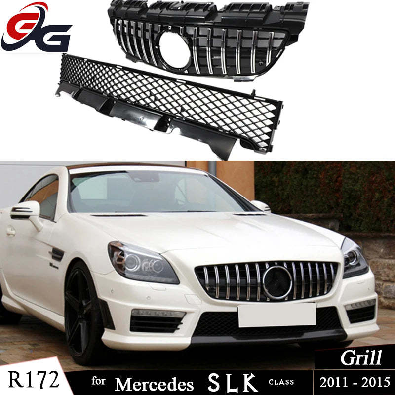 R172 Grille GTR Style Front Bumper Grill for Mercedes Pre-facelifted R172 SLK Class 2011-2015 SLK200 SLK250 SL300 Hood Mesh Grid