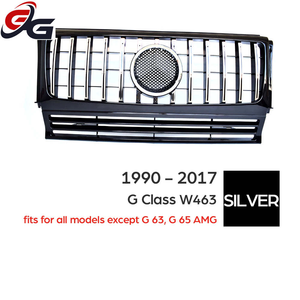 Front Bumper Centre Hood Grill Black Silver Grille for Mercedes G Class G Wagon W463 1990-2017 G350 G450 G500 Except G63 G65 AMG