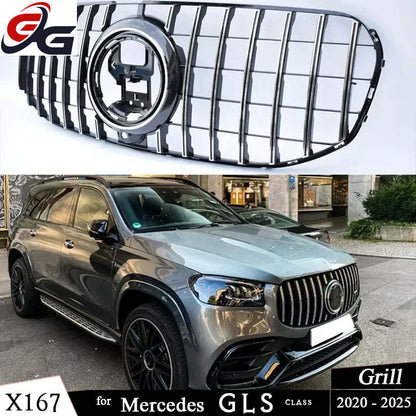 X167 GT Grilles Front Bumper Grill Mesh Grille for Mercedes GLS Class X167 2020 - 2025 GLS400 GLS450 GLS580 Panamericana Grills