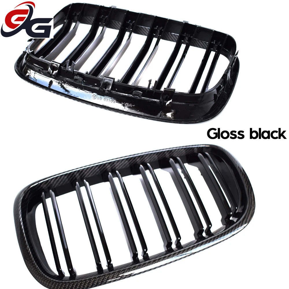 Front Bumper Grill Carbon Fiber Framed Trim Grille Black for BMW 2007-2013 E70 X5 X5M 2008-2014 E71 E72 X6 X6M xDrive30i 35i 50i