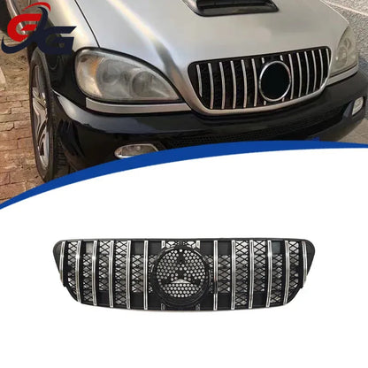 ABS Black Silver Replacement Front Bumper Radiator Diamonds Grille Grill for Mercedes Benz ML W163 1998-2004 GT Racing Grills