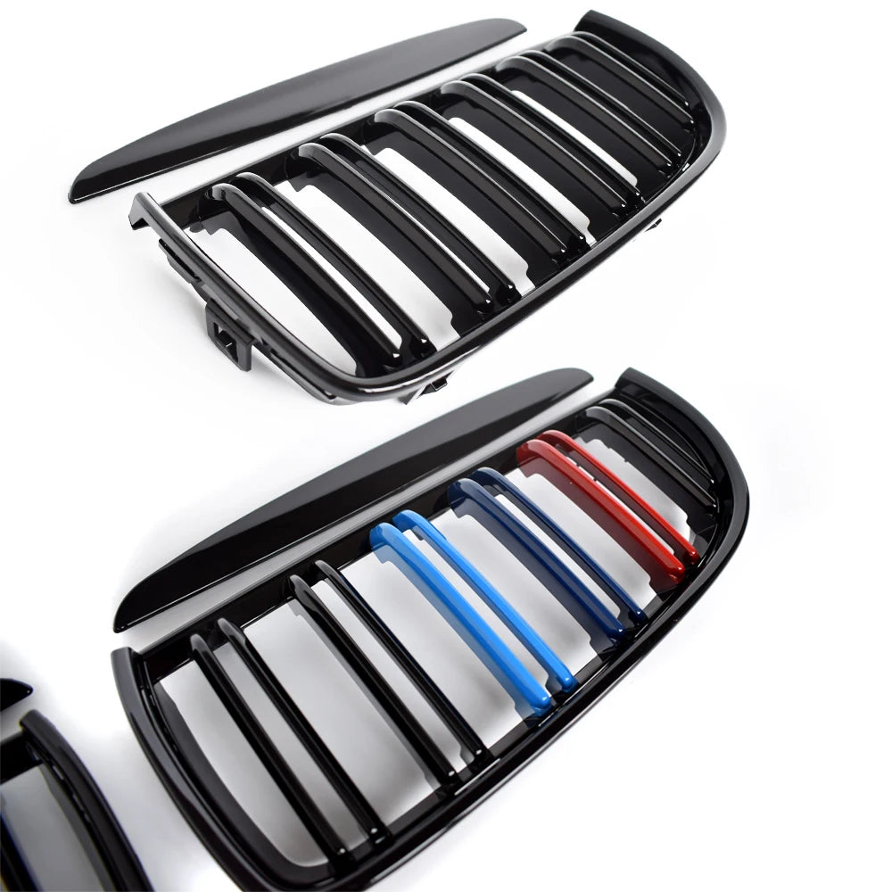 Gloss Black M Tri-colour Front Bumper Kidney Radiator Grille for BMW 2005 - 2007 E90 3 Series Sedan, E91 Tourer (Not for M3)