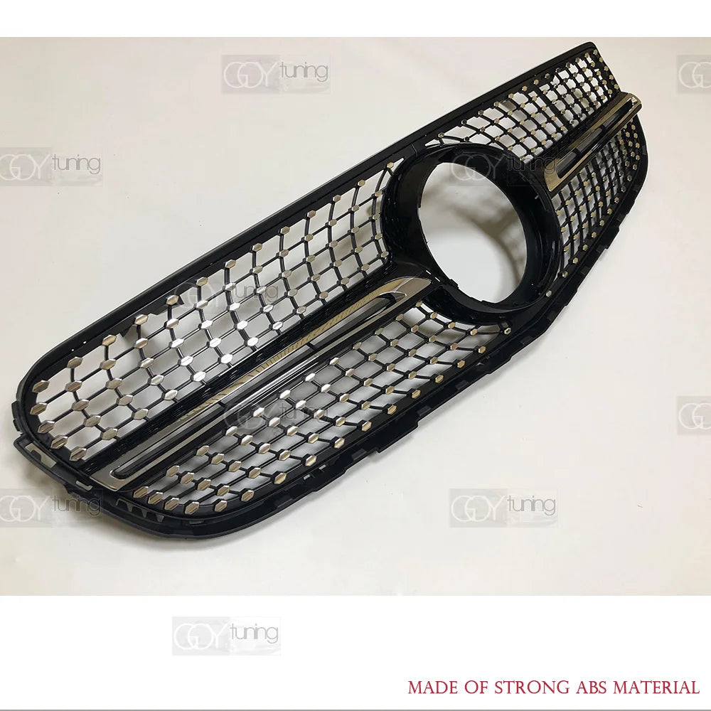 ABS Black Silver Replacement Front Bumper Radiator Diamonds Grille Fit For Mercedes GLC Class X253 C253 W253 2015 - 2018