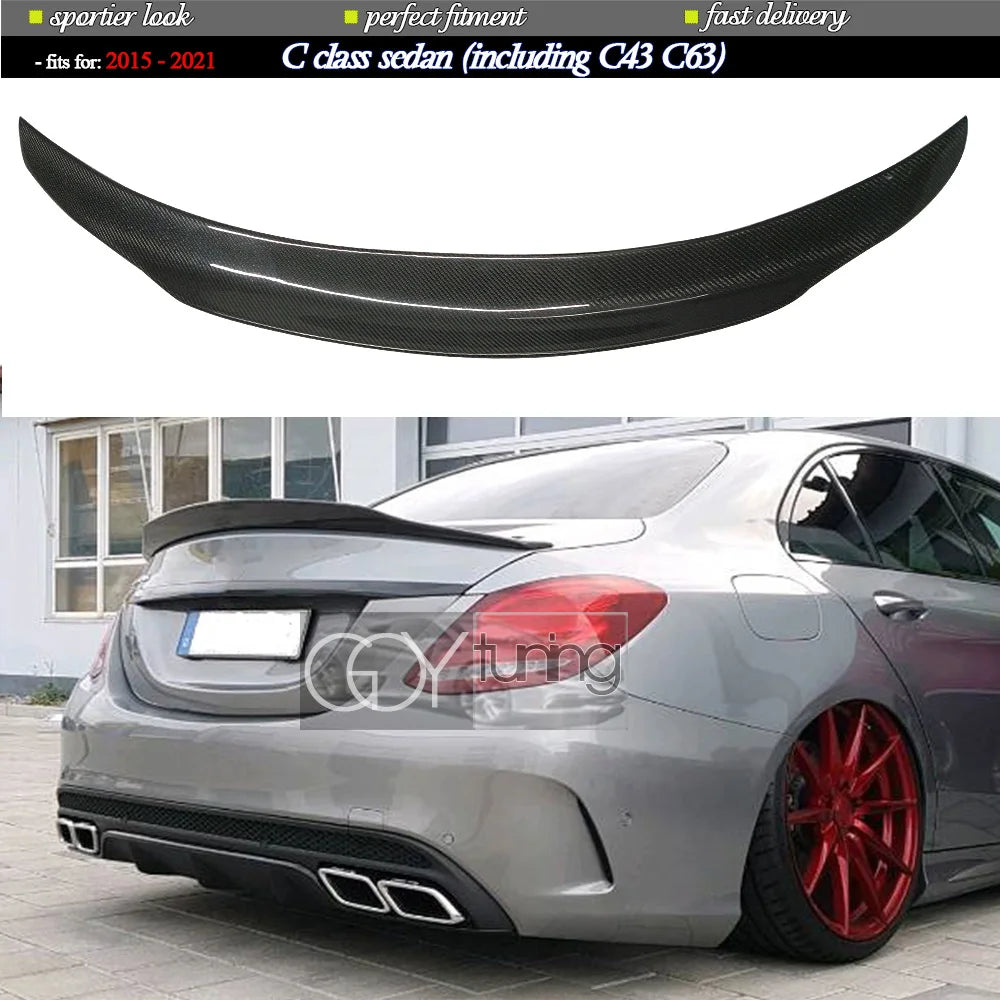 Carbon Fiber Rear Trunk Spoiler Duckbill Boot Wing for Mercedes W205 Sedan (2015 - 2021), Fitment Guranteed