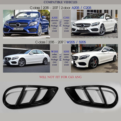 3*3 Carbon Fiber Front Bumper Vent Trim For Mercedes C Class W205 S205 A205 C205 2015 - 2017 4 5 2 Door C43 C450 & ANG Package