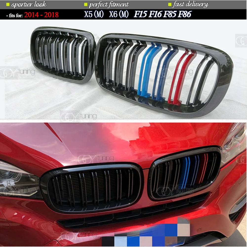 Gloss M Front Bumper Kidney Radiator Grille for BMW 2014 - 2018 F15 X5, 2015 - 2019 F16 X6 (Also Fit for F85 X5M, X6 X6M)