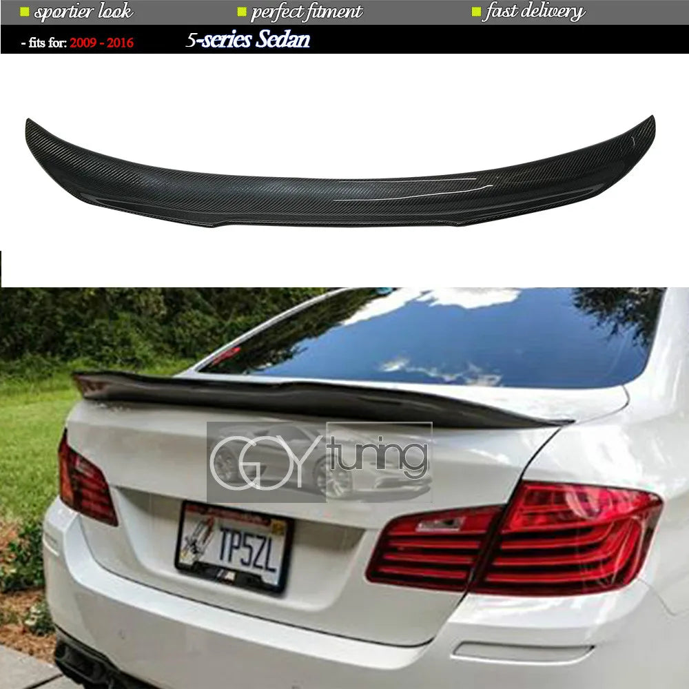 Carbon Fiber Rear Trunk Spoiler Deck Wing Boot Spoiler for BMW F10 5 Series (2010 - 2016) & M5, 6-Month Warranty