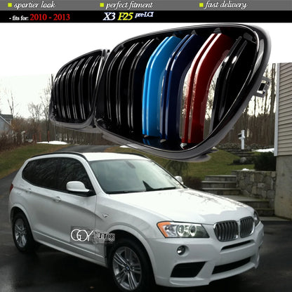 Gloss M Color Front Bumper Kidney Grille Grill for BMW X3 2010 - 2013 F25