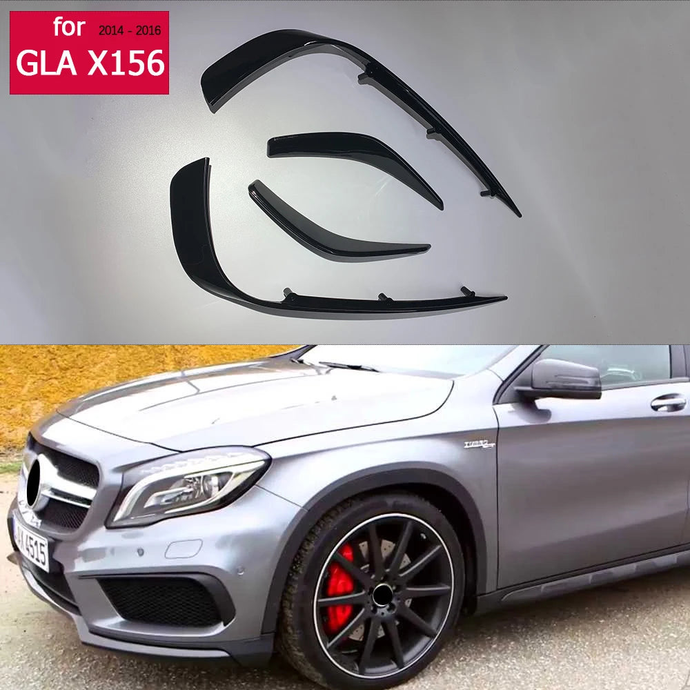 Gloss Black Rear Bumper Splitter Canards for Mercedes GLA Class X156 GLA45 GLA250 & ANG Package 2014 - 2016