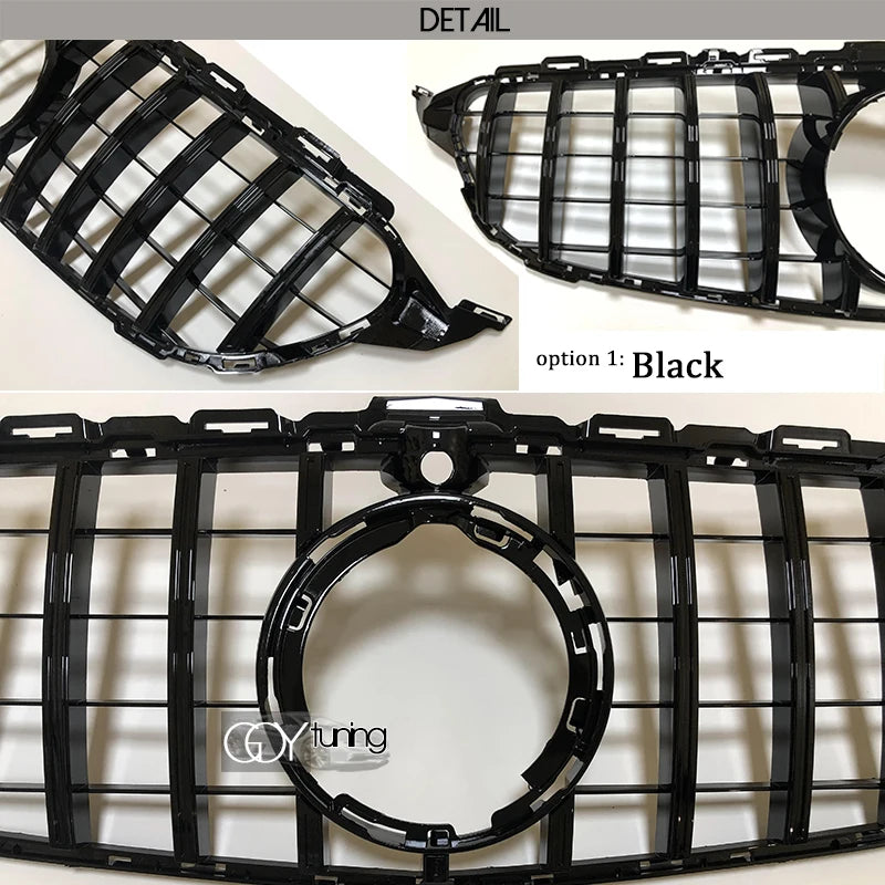 ABS Black Silver Replacement Front Bumper Radiator GTR Grille Fit For Mercedes C Class W205 2015 - 2017