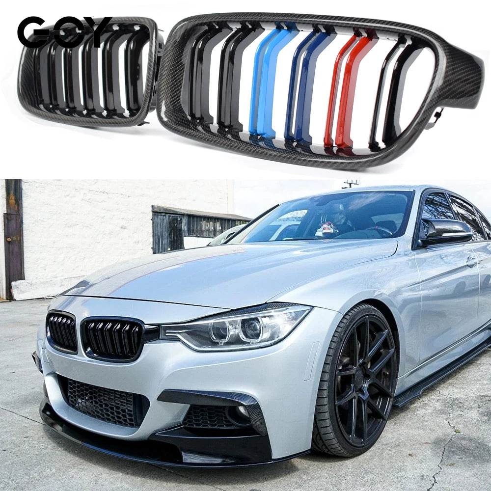 Carbon Fiber Gloss M Front Bumper Kidney Radiator Grille for BMW 2012 - 2018 F30 3-series Sedan, F31 Estate (Not Fit for M3)